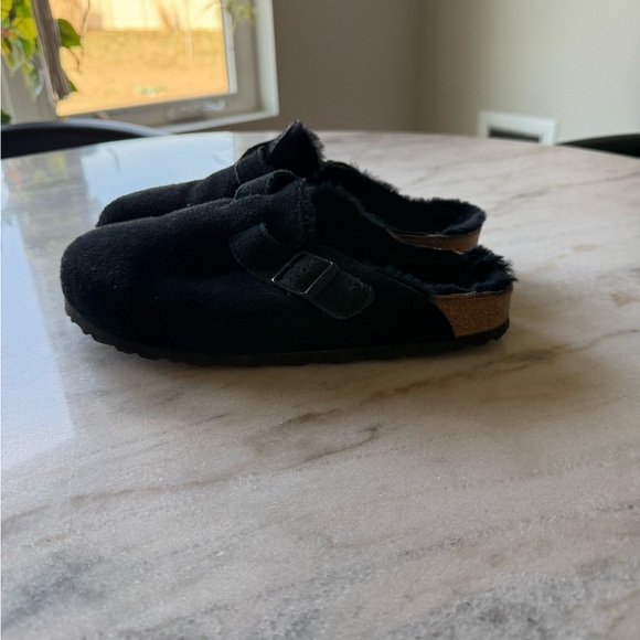Birkenstock Black Suede Boston Clog 8.5 or 39 shearling lined - Picture 3 of 8